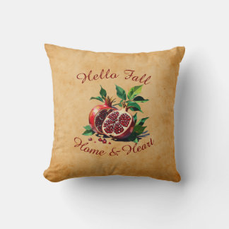 Autumn Harvest Fruit Art -Custom Text Throw Pillow