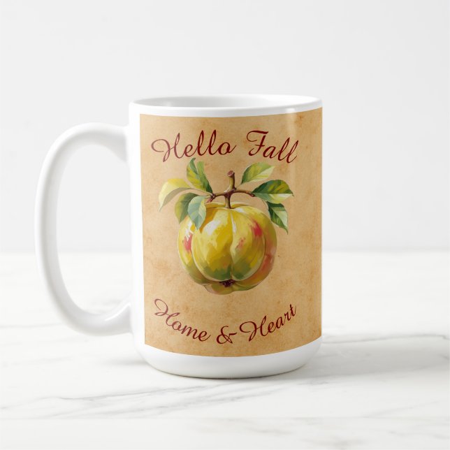 Autumn Harvest Fruit Art with Custom Text  Coffee Mug (Left)