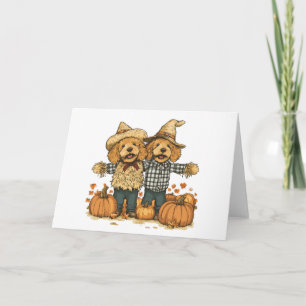 Autumn Harvest Goldendoodle Dogs Card