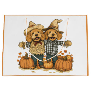 Autumn Harvest Goldendoodle Dogs Large Gift Bag
