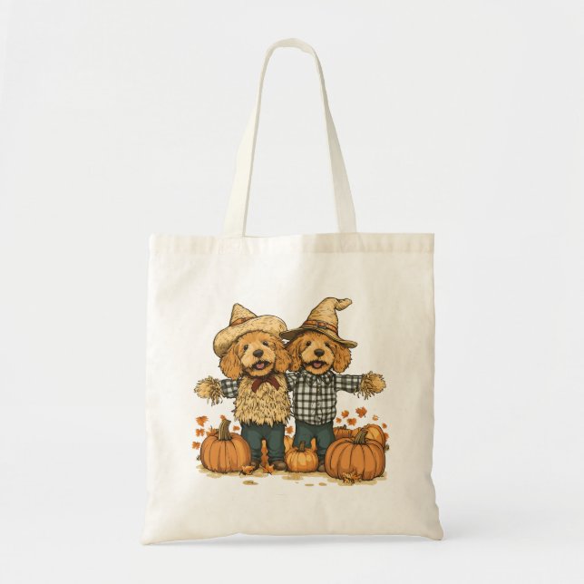 Autumn Harvest Goldendoodle Dogs Tote Bag (Front)