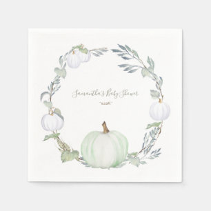 Autumn Harvest Green and White Pumpkin Napkin