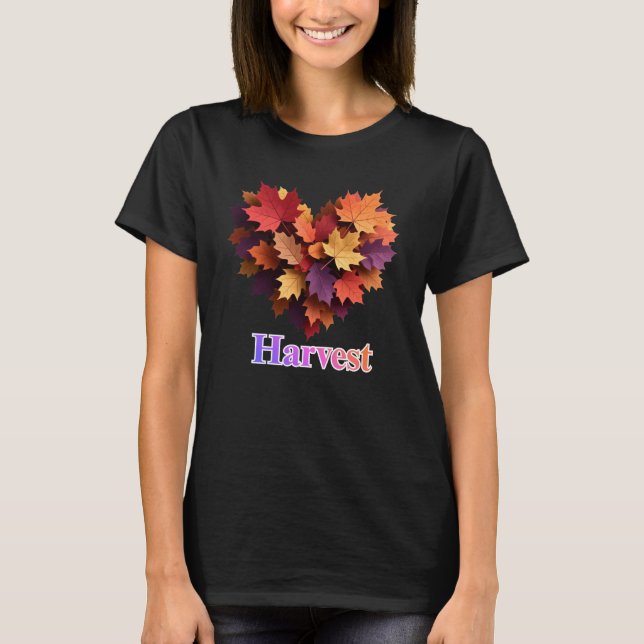Autumn Harvest Heart Leaves T-Shirt (Front)