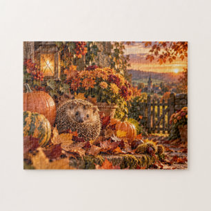 Autumn Harvest Hedgehog Design Jigsaw Puzzle