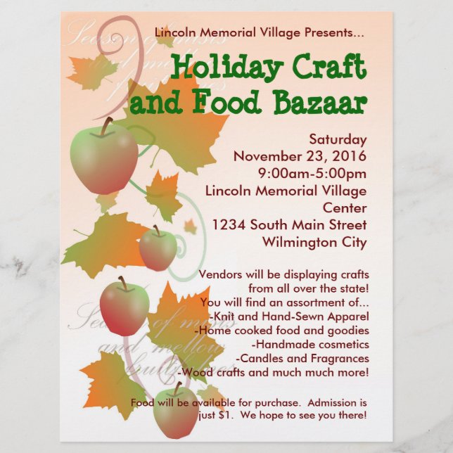 Autumn Harvest Holiday Craft Bazaar Flyer (Front)