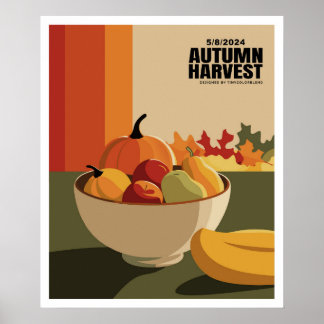 Autumn Harvest - Modern Fall Fruit and Pumpkins Po Poster