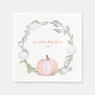Autumn Harvest Orange and White Pumpkin Napkin