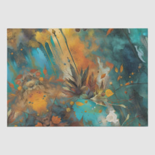 Autumn harvest paint Teal Rust Gold Abstract Tissue Paper