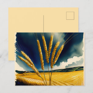 Autumn Harvest Prairie Gold Holiday Postcard