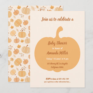 Autumn Harvest Pumpkin and Leaf Pastel Baby Shower Invitation