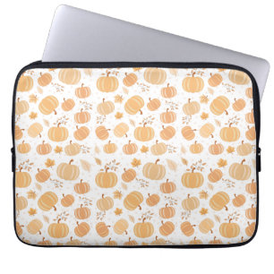 Autumn Harvest Pumpkin and Leaf Pastel Pattern Laptop Sleeve