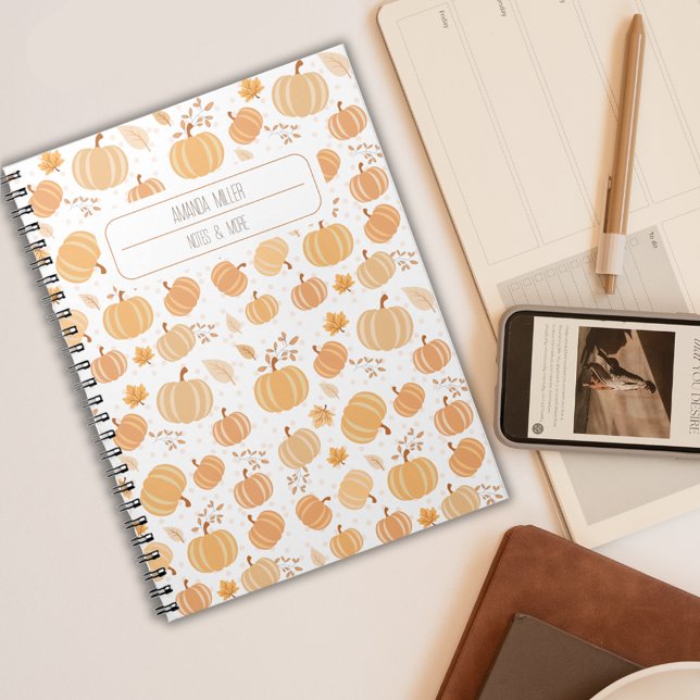 Autumn Harvest Pumpkin and Leaf Pastel Pattern Notebook (Creator Uploaded)