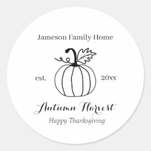 Autumn Harvest Pumpkin Family Home Classic Round Sticker