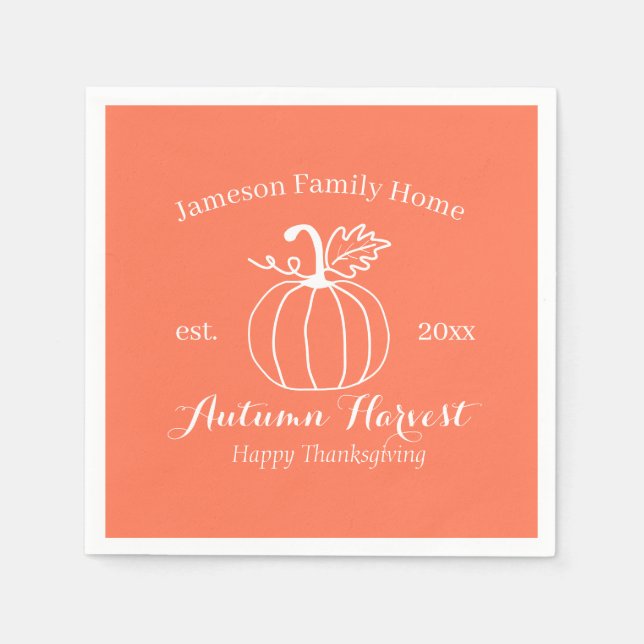 Autumn Harvest Pumpkin Family Home    Napkin (Front)