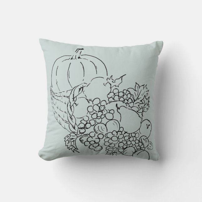 Autumn Harvest Pumpkin Grey Throw Pillow (Front)