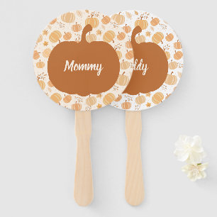 Autumn Harvest Pumpkin Pastel Baby Shower Game Hand Fan