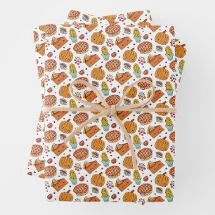 Autumn Harvest & Pumpkin Seamless Pattern Wrapping Paper Sheet