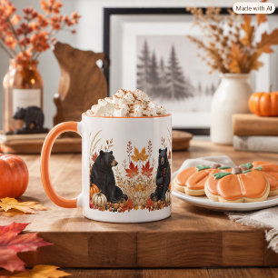 Autumn Harvest Pumpkins and Black Bears Nature Mug