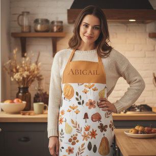 Autumn Harvest Pumpkins and Foliage Personalised Apron