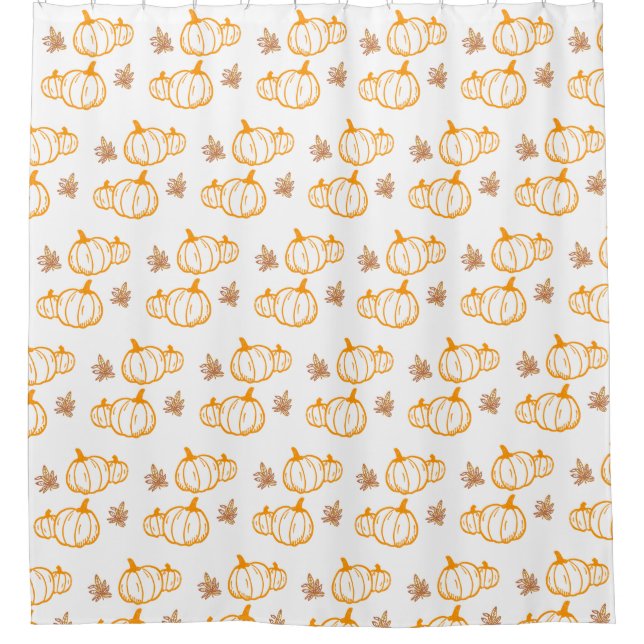 Autumn Harvest Pumpkins and Leaves Shower Curtain (Front)