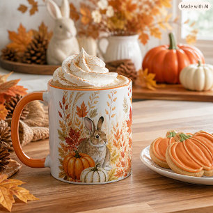Autumn Harvest Pumpkins and Wildlife Rabbit Mug