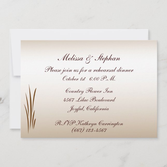 Autumn Harvest Rehearsal Dinner Invitation (Front)
