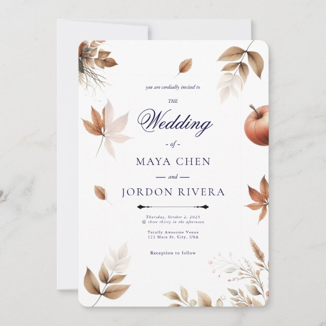 Autumn Harvest Season Wedding  Invitation (Front)
