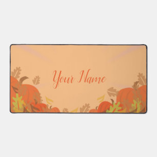 Autumn Harvest Seasonal Golden Pumpkin Desk Mat