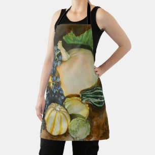 Autumn Harvest Still Life with Pumpkins, Gourds Apron