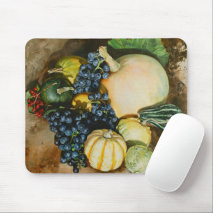Autumn Harvest Still Life with Pumpkins, Gourds Mouse Mat