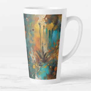 Autumn Harvest Teal Rust Gold Abstract Latte Mug