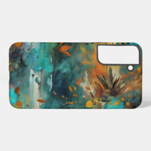 Autumn Harvest Teal Rust Gold Abstract Samsung Galaxy Case