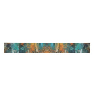 Autumn Harvest Teal Rust Gold Abstract Satin Ribbon