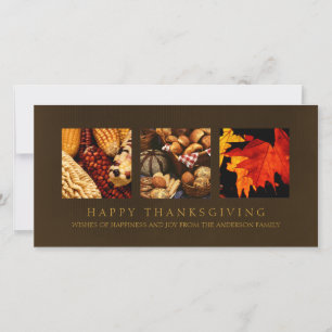Autumn Harvest Thanksgiving Blessings photocard Holiday Card