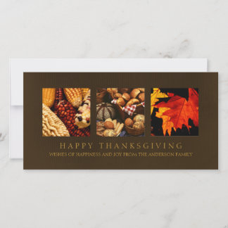 Autumn Harvest Thanksgiving Blessings photocard Holiday Card
