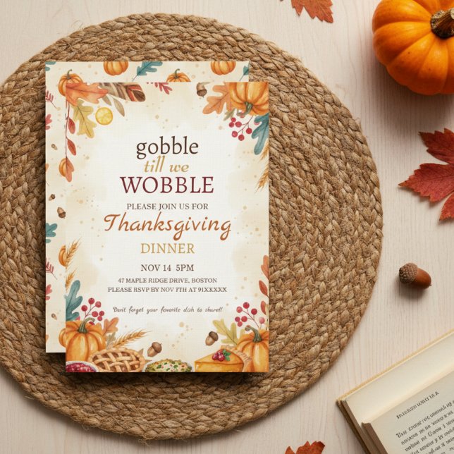 Autumn Harvest Thanksgiving Dinner Invitation (Harvest Thanksgiving Invite)