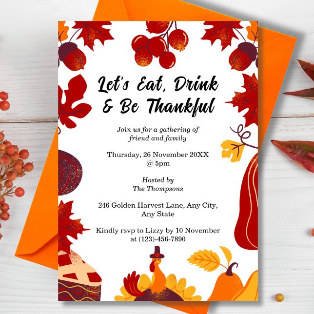 Autumn Harvest Thanksgiving Dinner Invitation (Autumn Harvest Thanksgiving Dinner Invitation)
