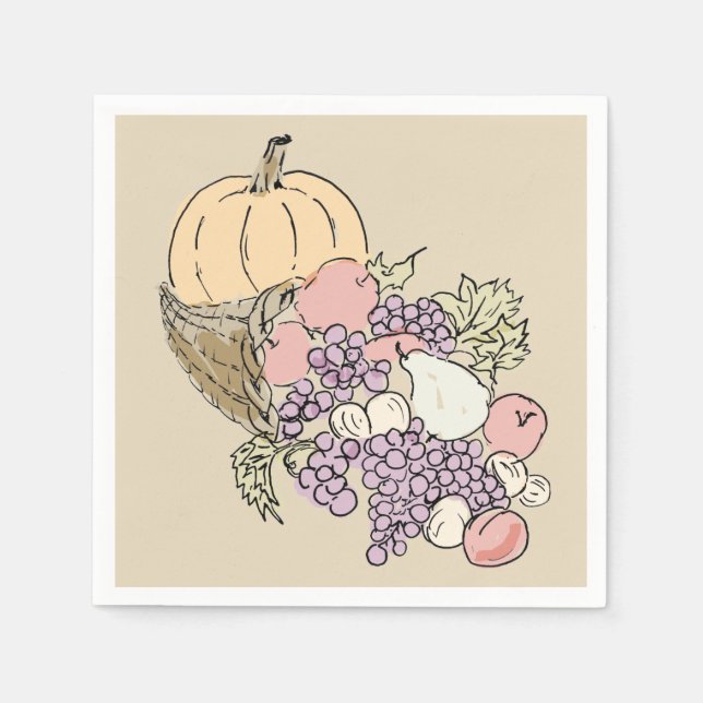 Autumn Harvest Thanksgiving Painting Napkin (Front)