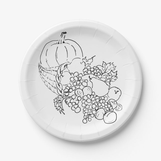 Autumn Harvest Thanksgiving Paper Plate (Front)