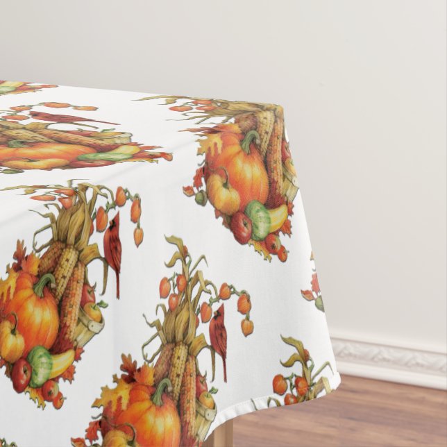 Autumn Harvest Thanksgiving White Table Cloth (In Situ)