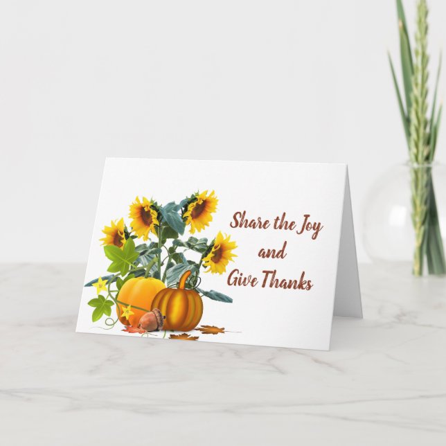 Autumn Harvest Thanksgiving with Inside Greeting  Holiday Card (Front)