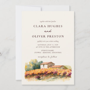 Autumn Harvest Tuscan Vineyard Cantina Wedding Invitation