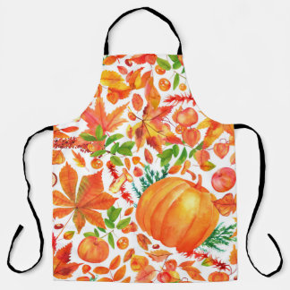 Autumn Harvest: Watercolor Fall Abundance. Apron