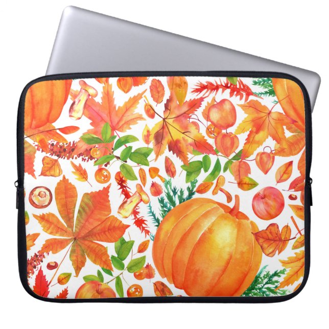 Autumn Harvest: Watercolor Fall Abundance. Laptop Sleeve (Front)