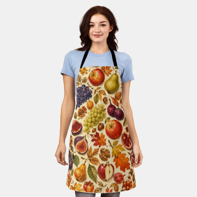 Autumn Harvest Watercolor Pattern  Apron (Worn)