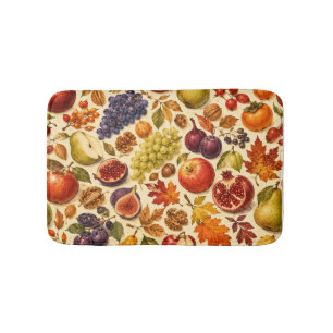 Autumn Harvest Watercolor Pattern  Bath Mat