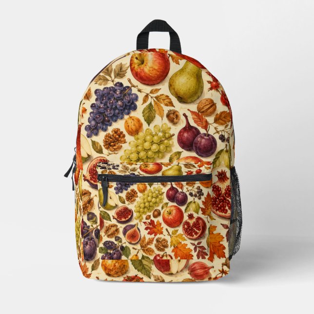 Autumn Harvest Watercolor Pattern  Printed Backpack (Front)