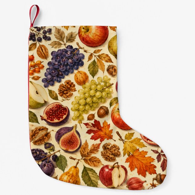Autumn Harvest Watercolor Pattern  Small Christmas Stocking (Front)