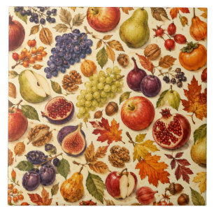 Autumn Harvest Watercolor Pattern Tile