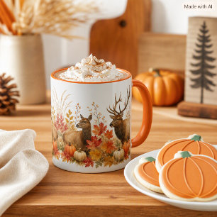 Autumn Harvest Wildlife Elk and Pumpkins Coffee Mug